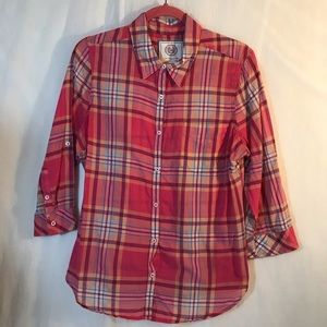 SO Perfect Shirt Pink Plaid Cotton Blouse